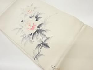 作家物　塩瀬手描き牡丹模様名古屋帯